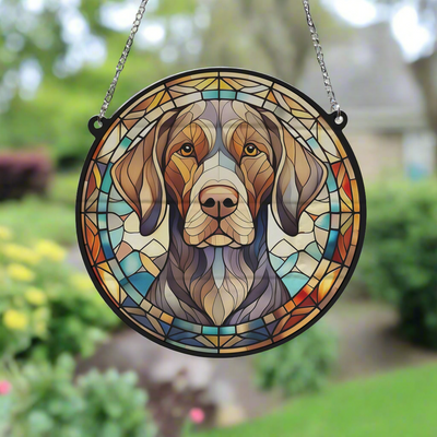 German Shorthaired Pointer Stained Glass Effect Suncatcher