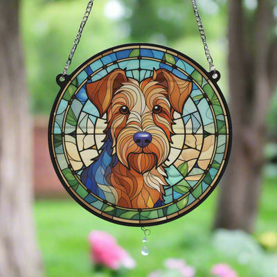 Welsh Terrier Stained Glass Effect Suncatcher