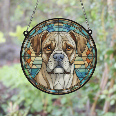 Boxer Stained Glass Effect Suncatcher