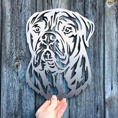 Bullmastiff - Rustic Rusted Pet Garden Sculpture - Solid Steel