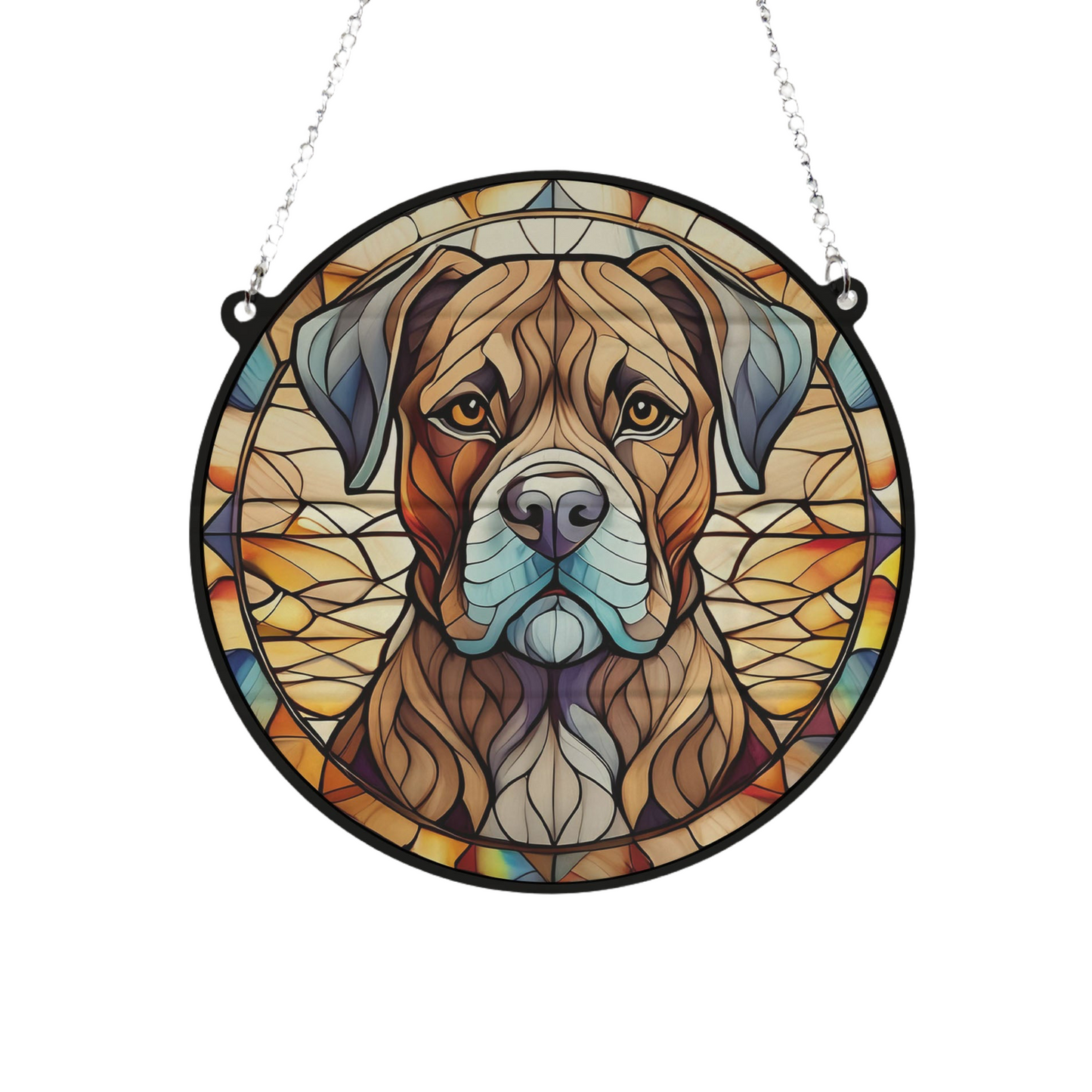 Boxer Brindle Stained Glass Effect Suncatcher