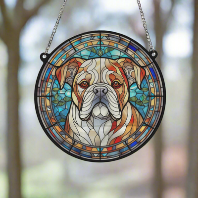 Bulldog Stained Glass Effect Suncatcher