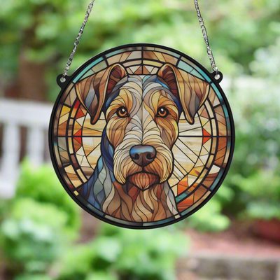 Airedale Terrier Stained Glass Effect Suncatcher