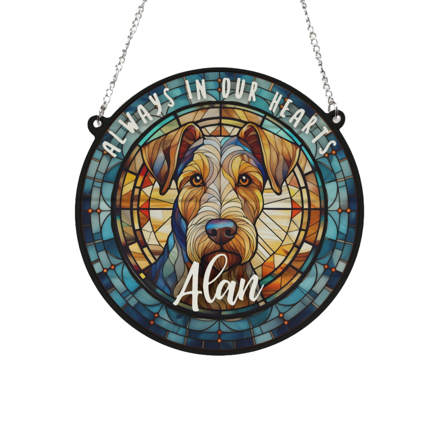 Airedale Terrier Memorial Stained Glass Effect Suncatcher