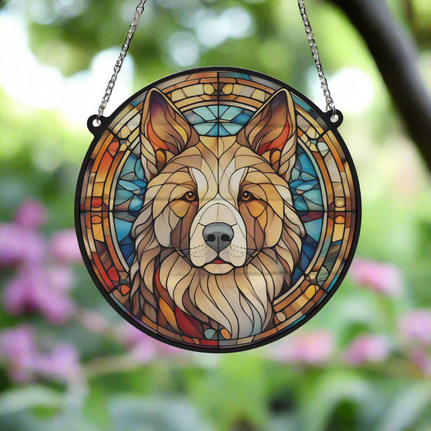 Akita Stained Glass Effect Suncatcher