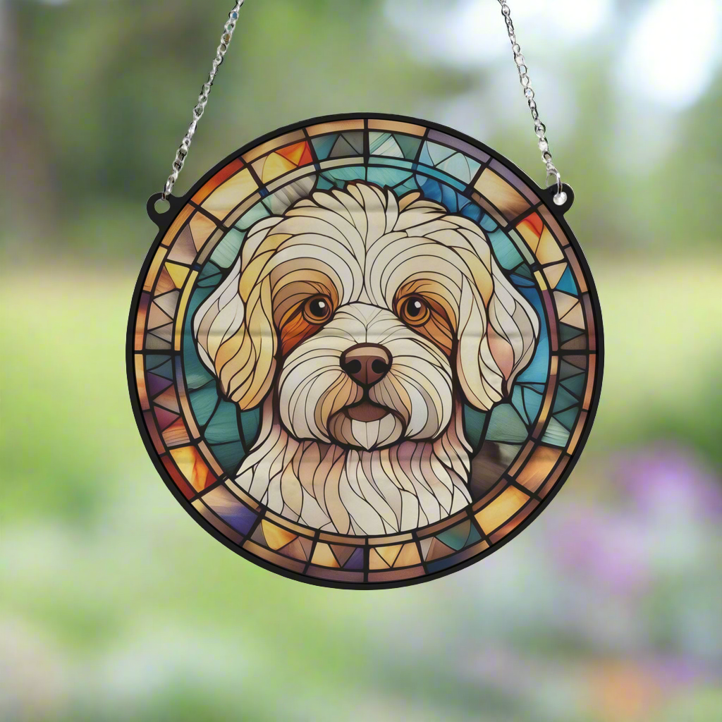 Bichon Frise Stained Glass Effect Suncatcher