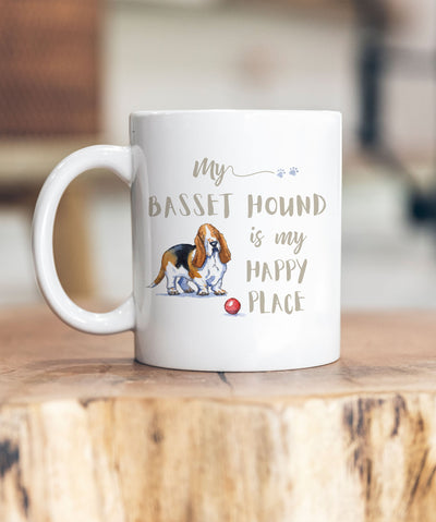 My Happy Place Basset Hound Ceramic Mug