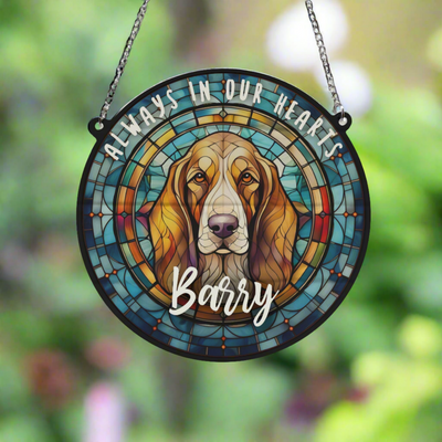 Basset Hound Memorial Stained Glass Effect Suncatcher