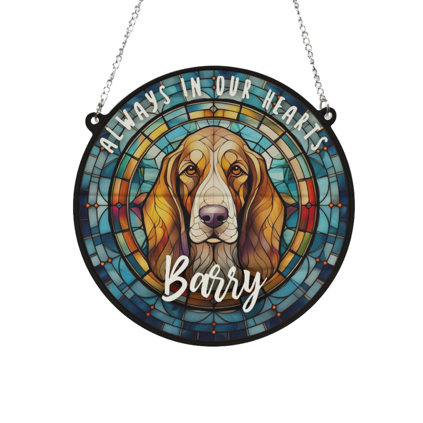 Basset Hound Memorial Stained Glass Effect Suncatcher