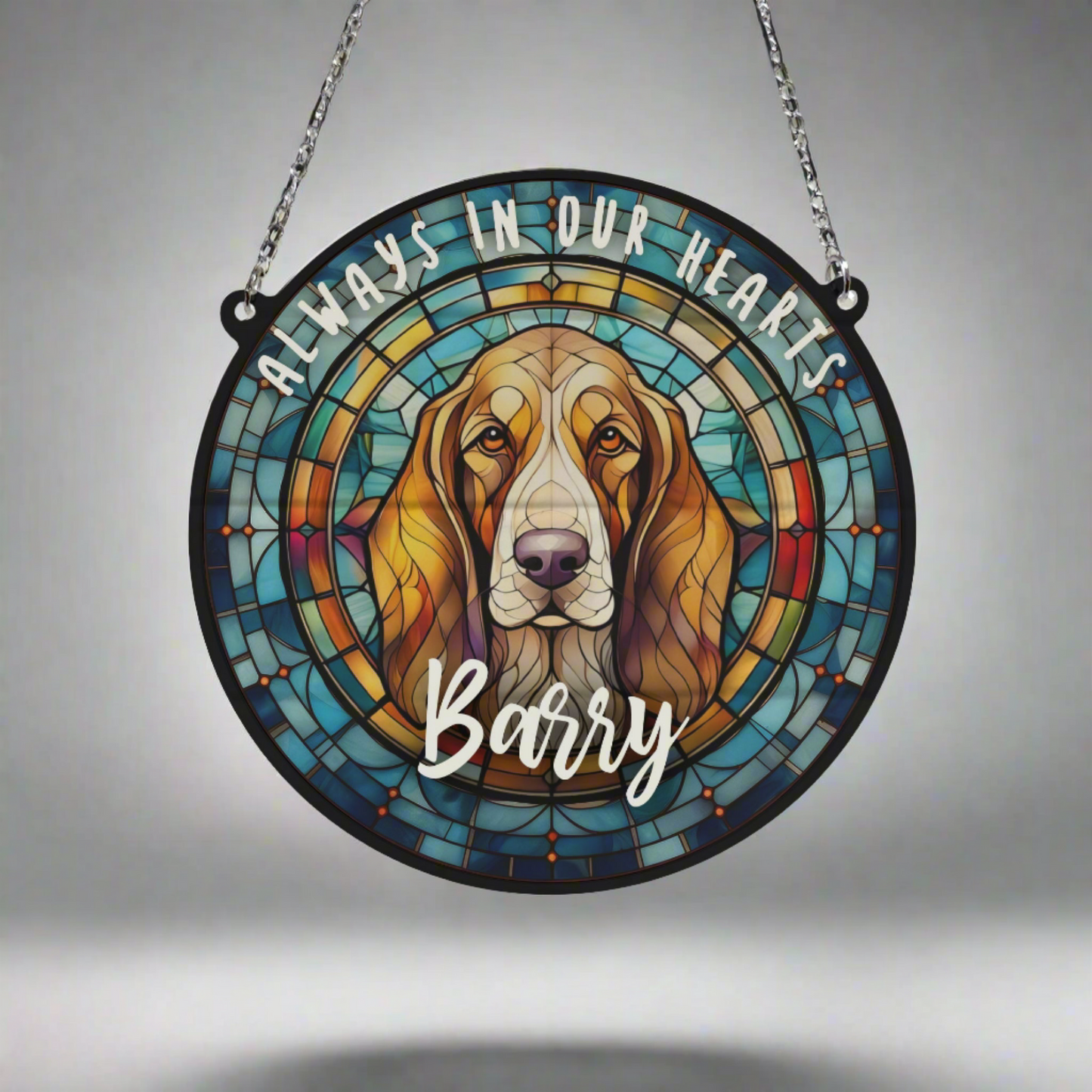 Basset Hound Memorial Stained Glass Effect Suncatcher