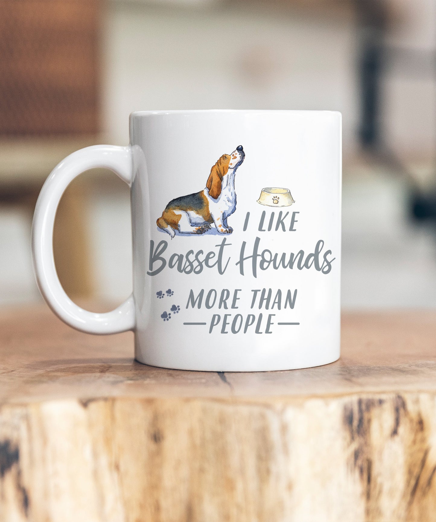 I Like Dogs More Than People Basset Hound Ceramic Mug