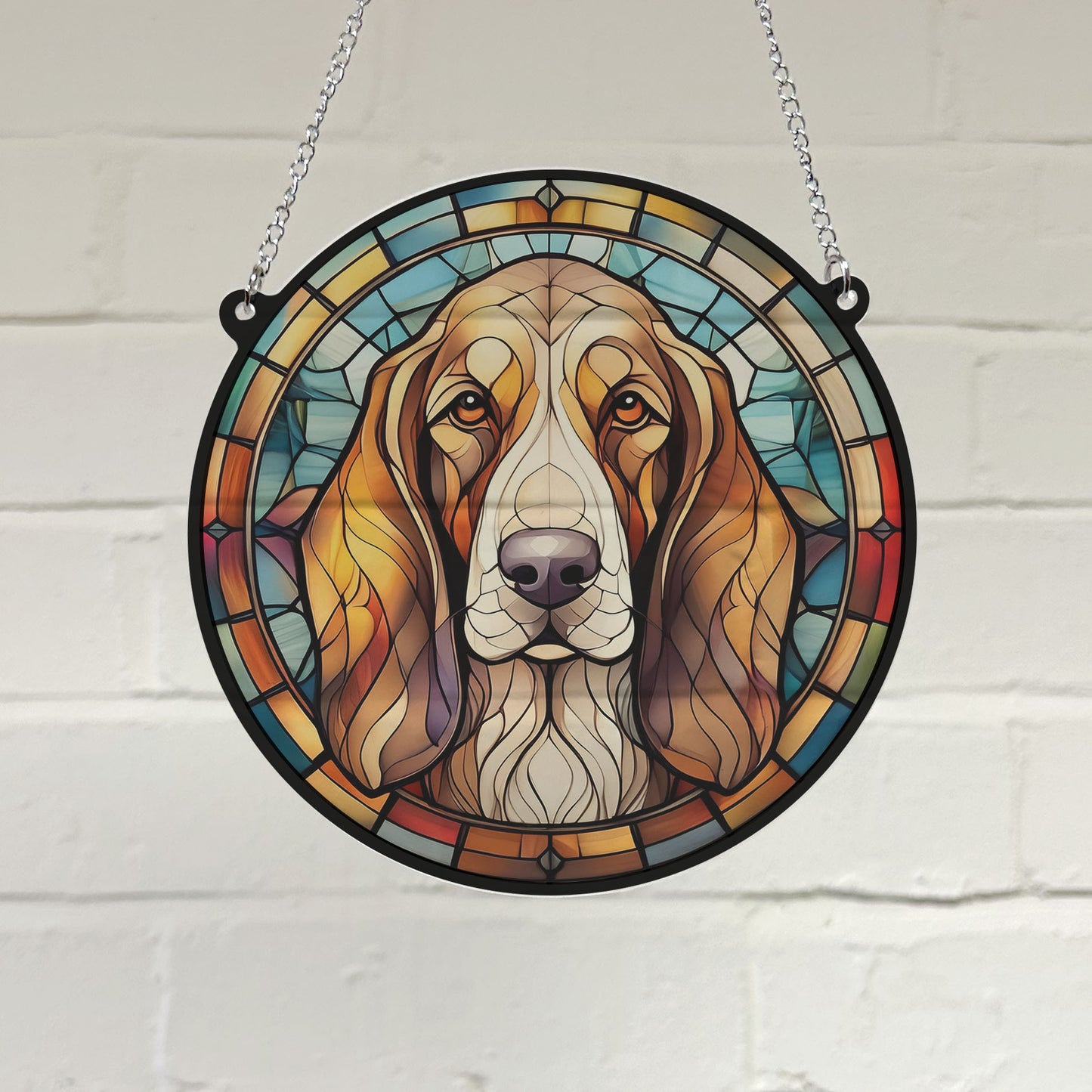 Basset Hound Stained Glass Effect Suncatcher