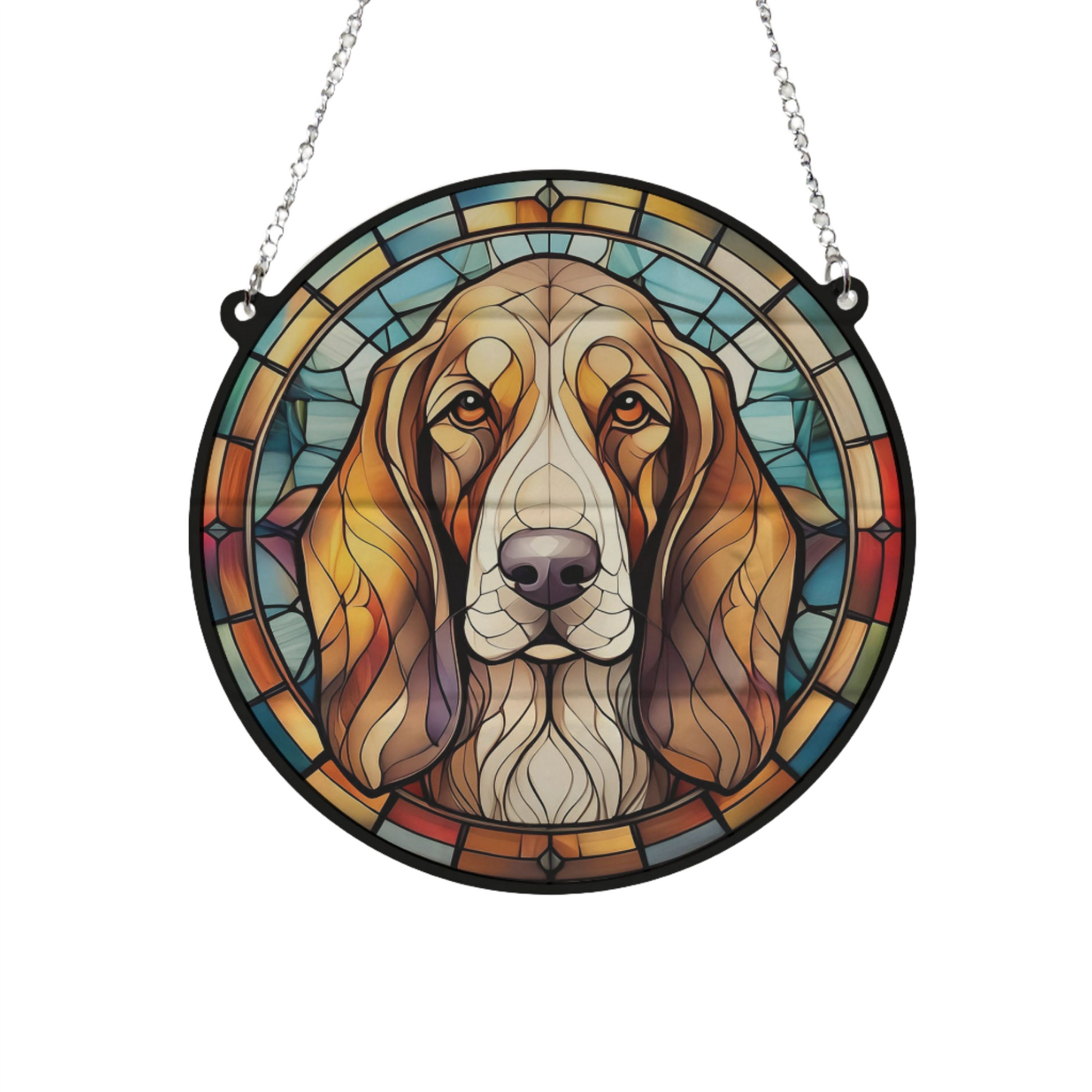 Basset Hound Stained Glass Effect Suncatcher