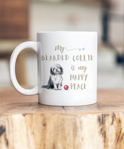 My Happy Place Bearded Collie Ceramic Mug