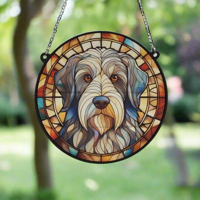 Bearded Collie Stained Glass Effect Suncatcher