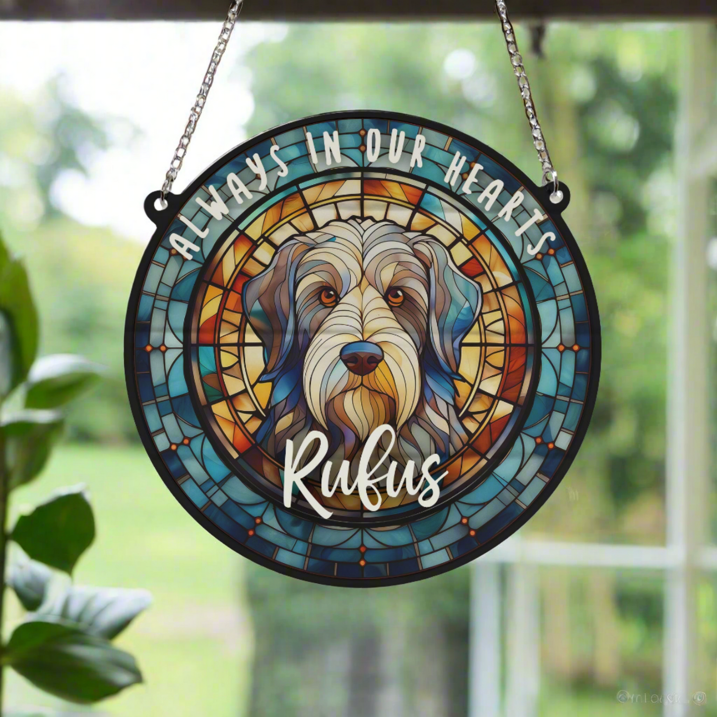 Bearded Collie Memorial Stained Glass Effect Suncatcher