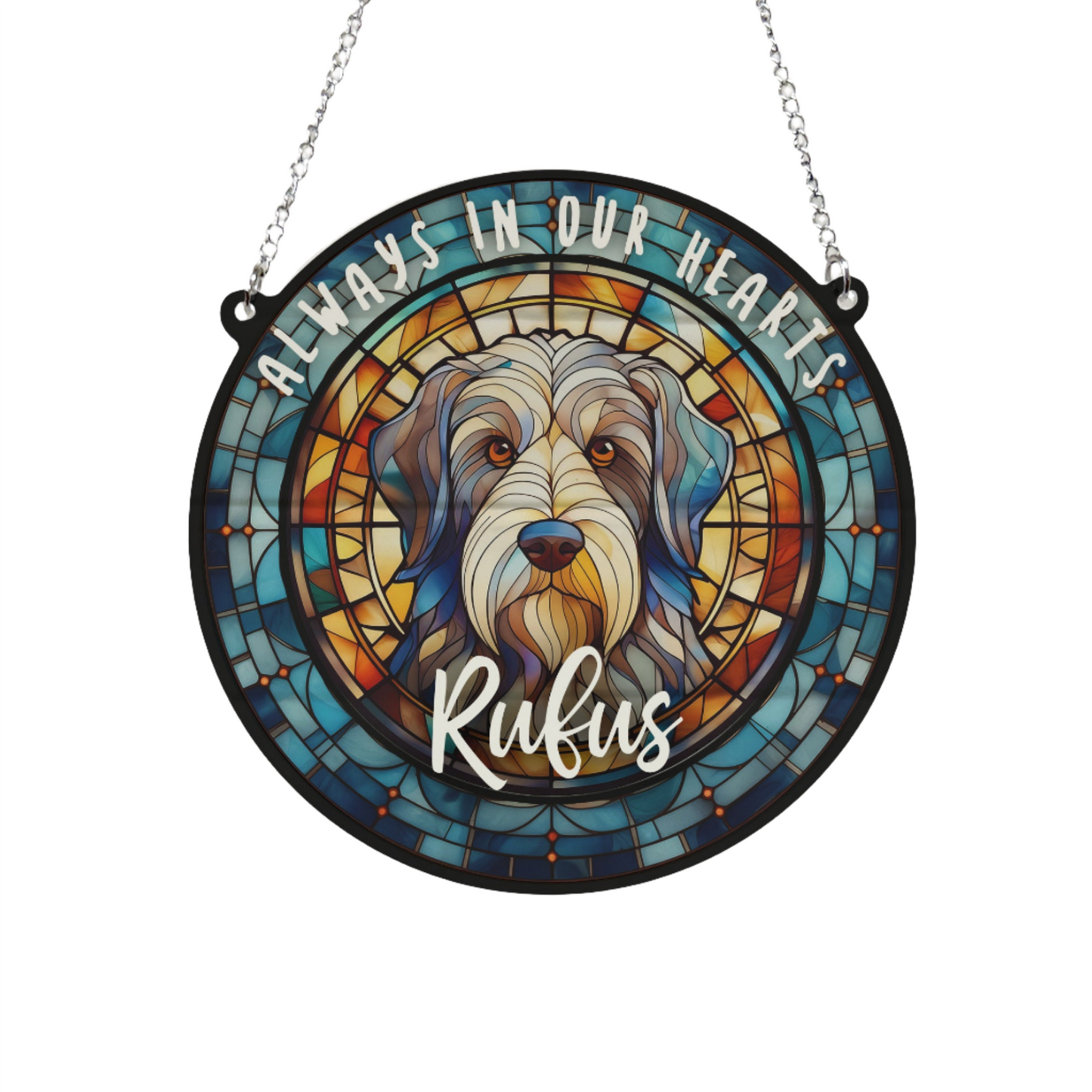 Bearded Collie Memorial Stained Glass Effect Suncatcher