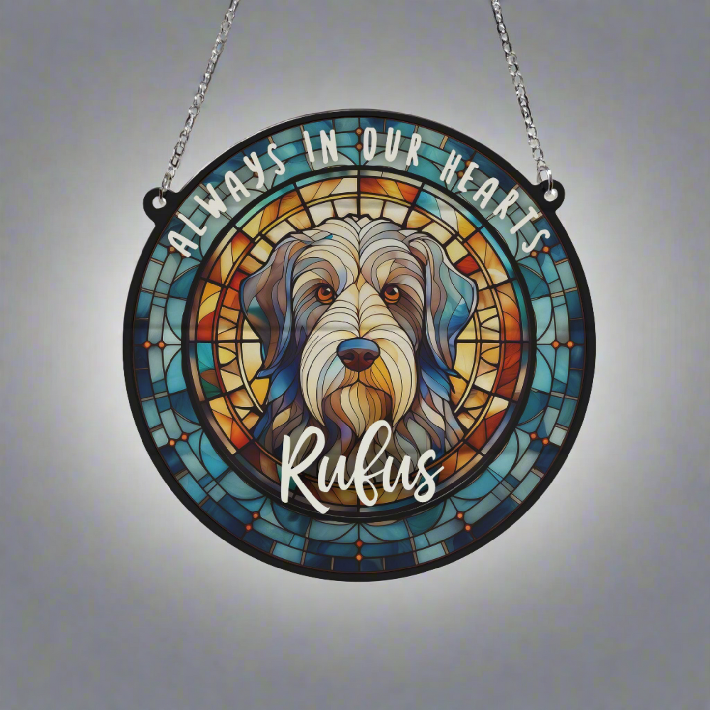 Bearded Collie Memorial Stained Glass Effect Suncatcher