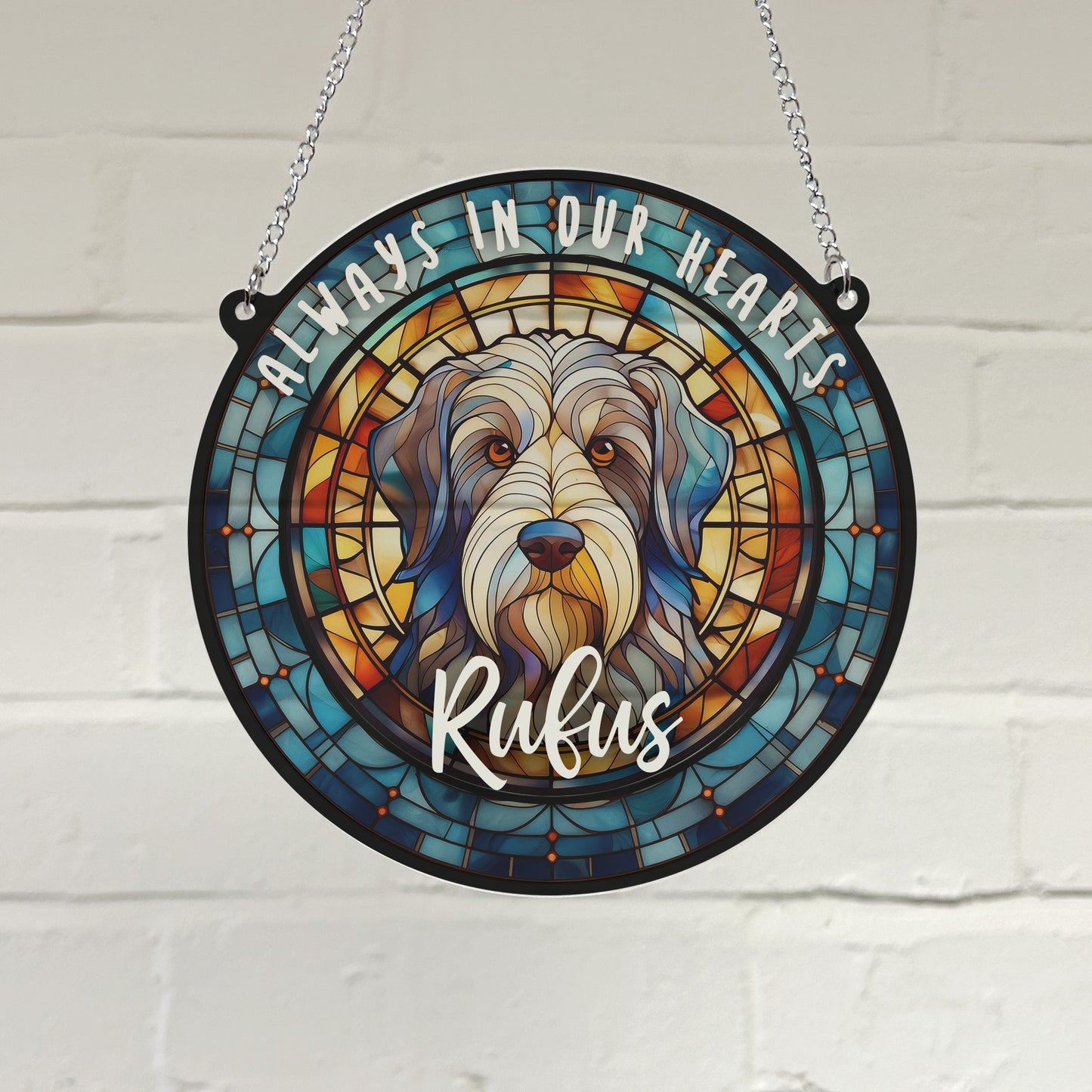 Bearded Collie Memorial Stained Glass Effect Suncatcher