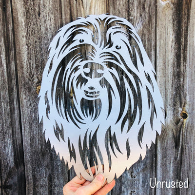 Bearded Collie - Rustic Rusted Pet Garden Sculpture - Solid Steel