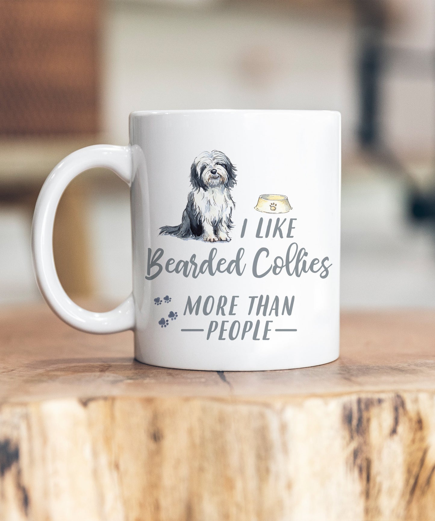 I Like Dogs More Than People Bearded Collie Ceramic Mug