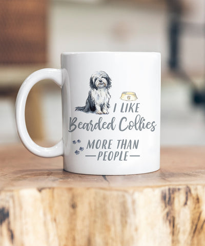 I Like Dogs More Than People Bearded Collie Ceramic Mug