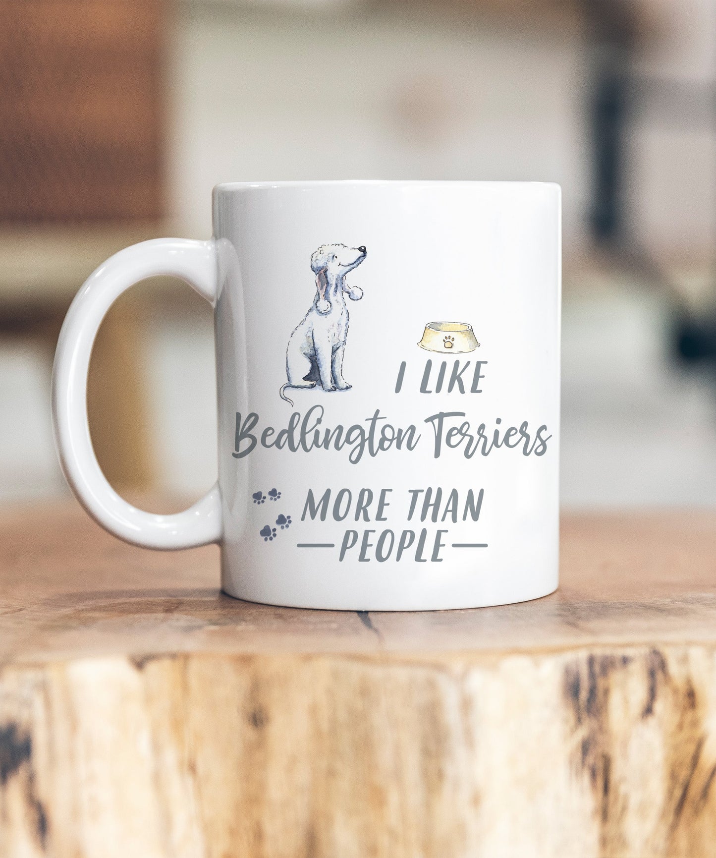 I Like Dogs More Than People Bedlington Terrier Ceramic Mug