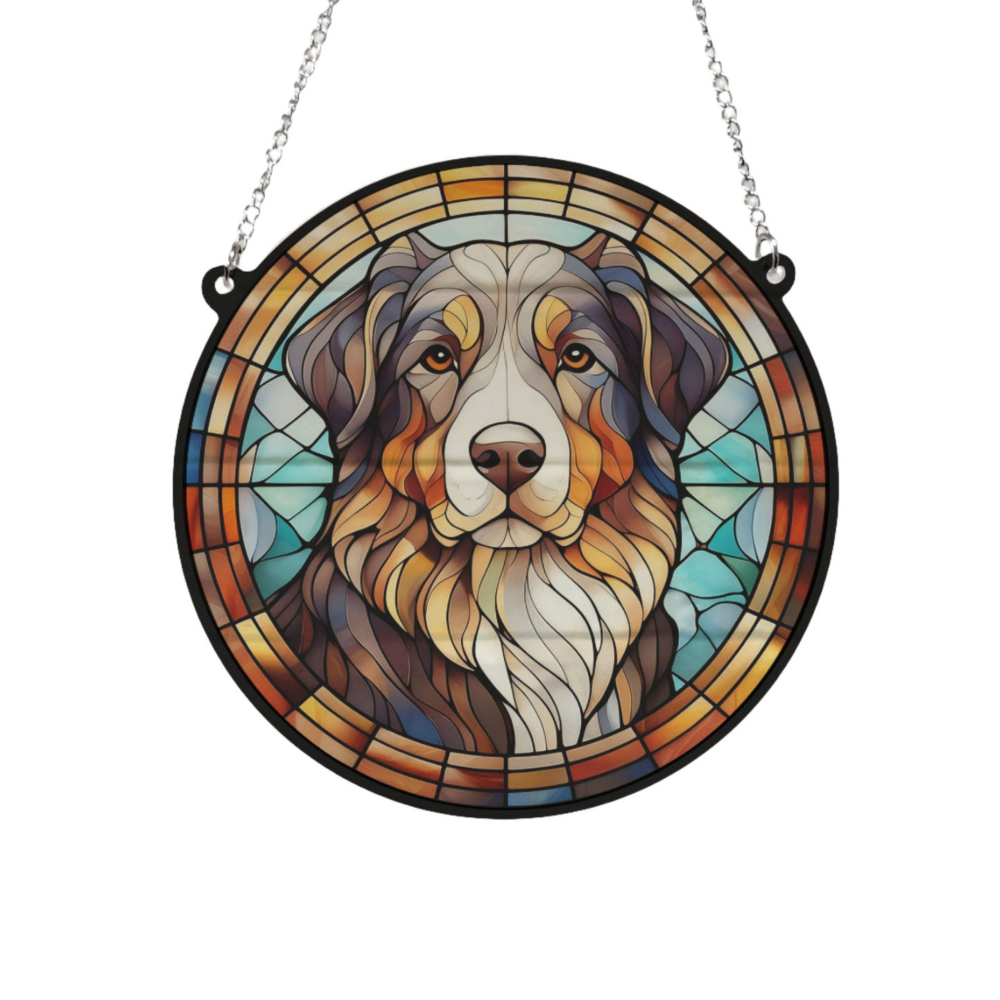 Bernese Mountain Dog Stained Glass Effect Suncatcher