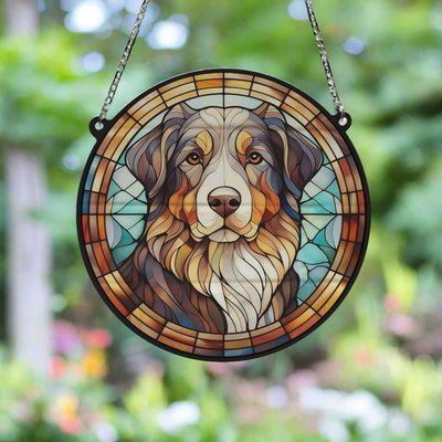 Bernese Mountain Dog Stained Glass Effect Suncatcher