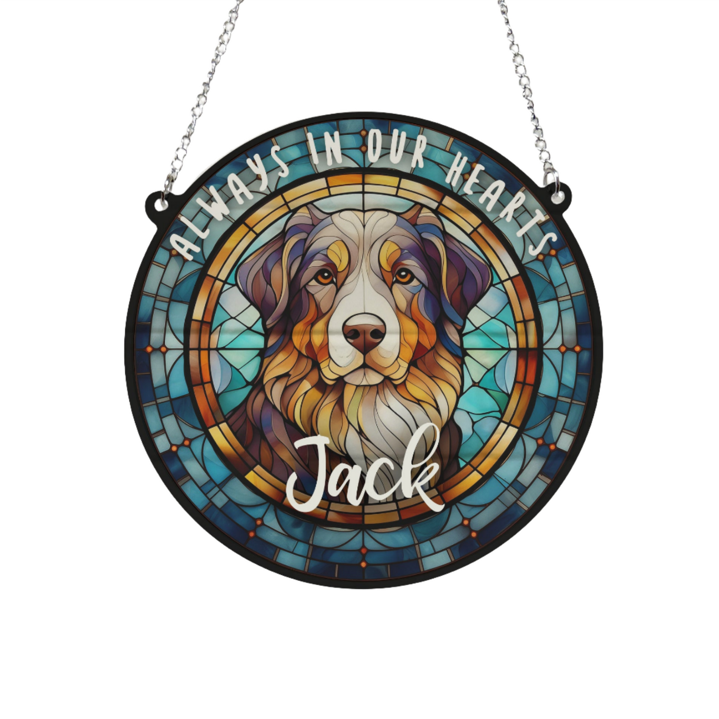 Bernese Mountain Dog Memorial Stained Glass Effect Suncatcher