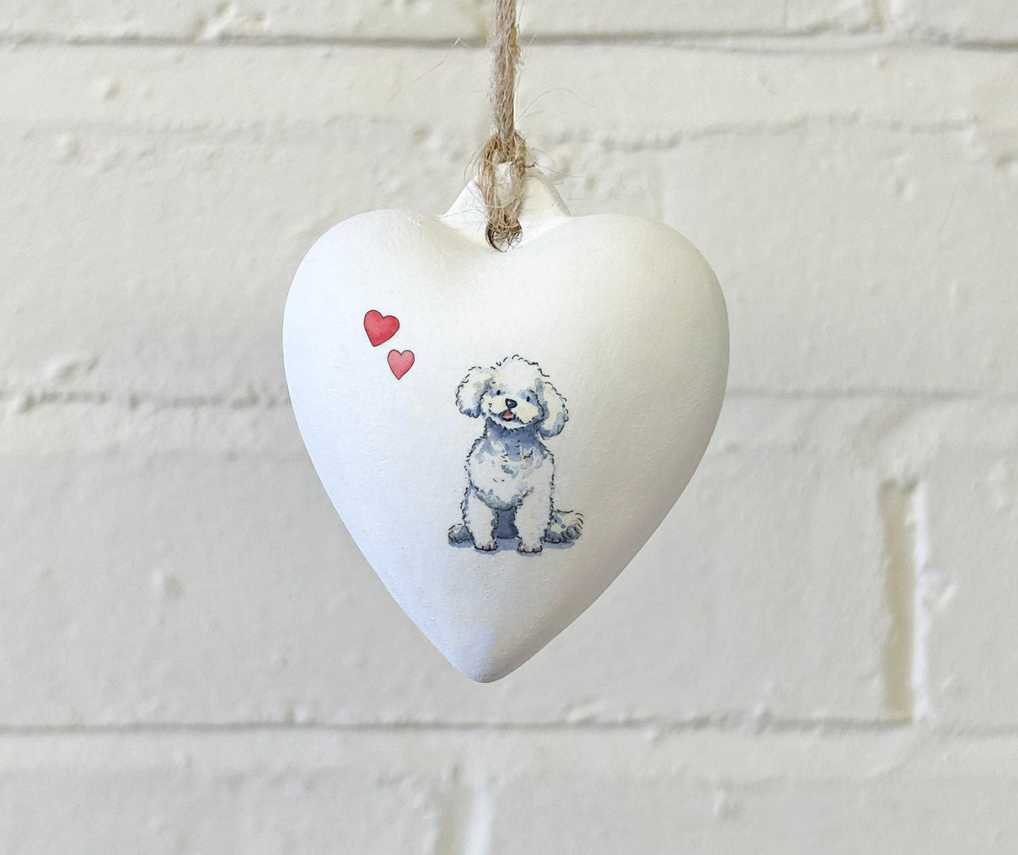 Bichon Frise Ceramic Heart Bauble