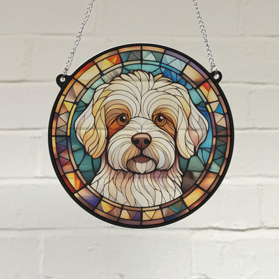 Bichon Frise Stained Glass Effect Suncatcher