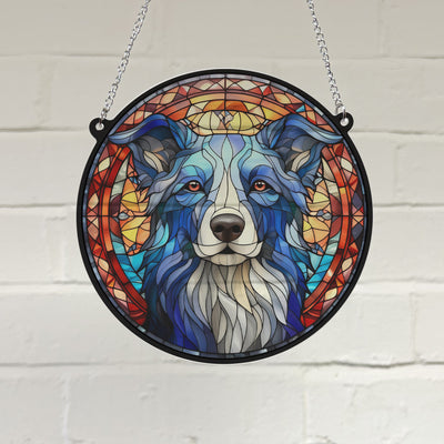 Border Collie Stained Glass Effect Suncatcher