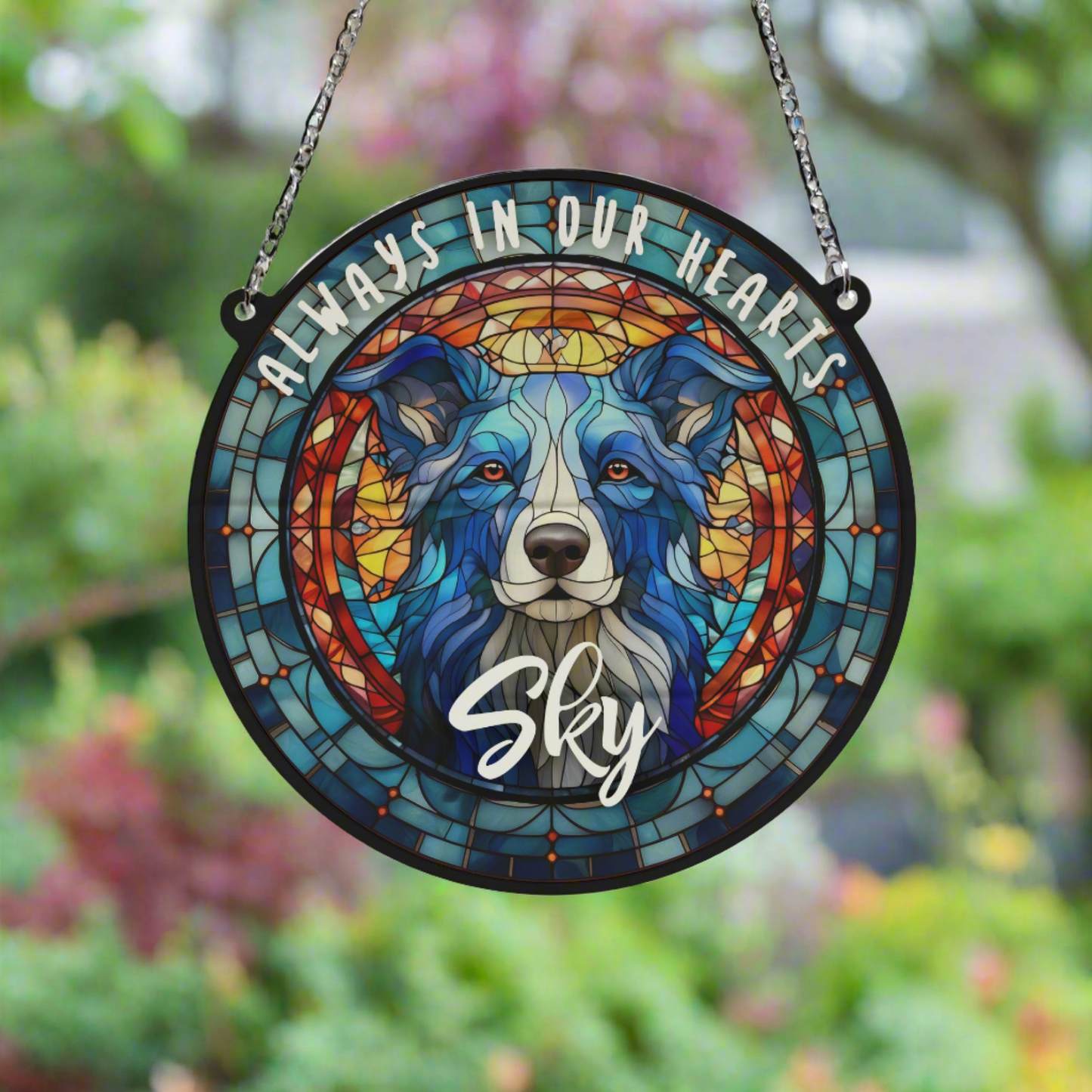 Border Collie Memorial Stained Glass Effect Suncatcher