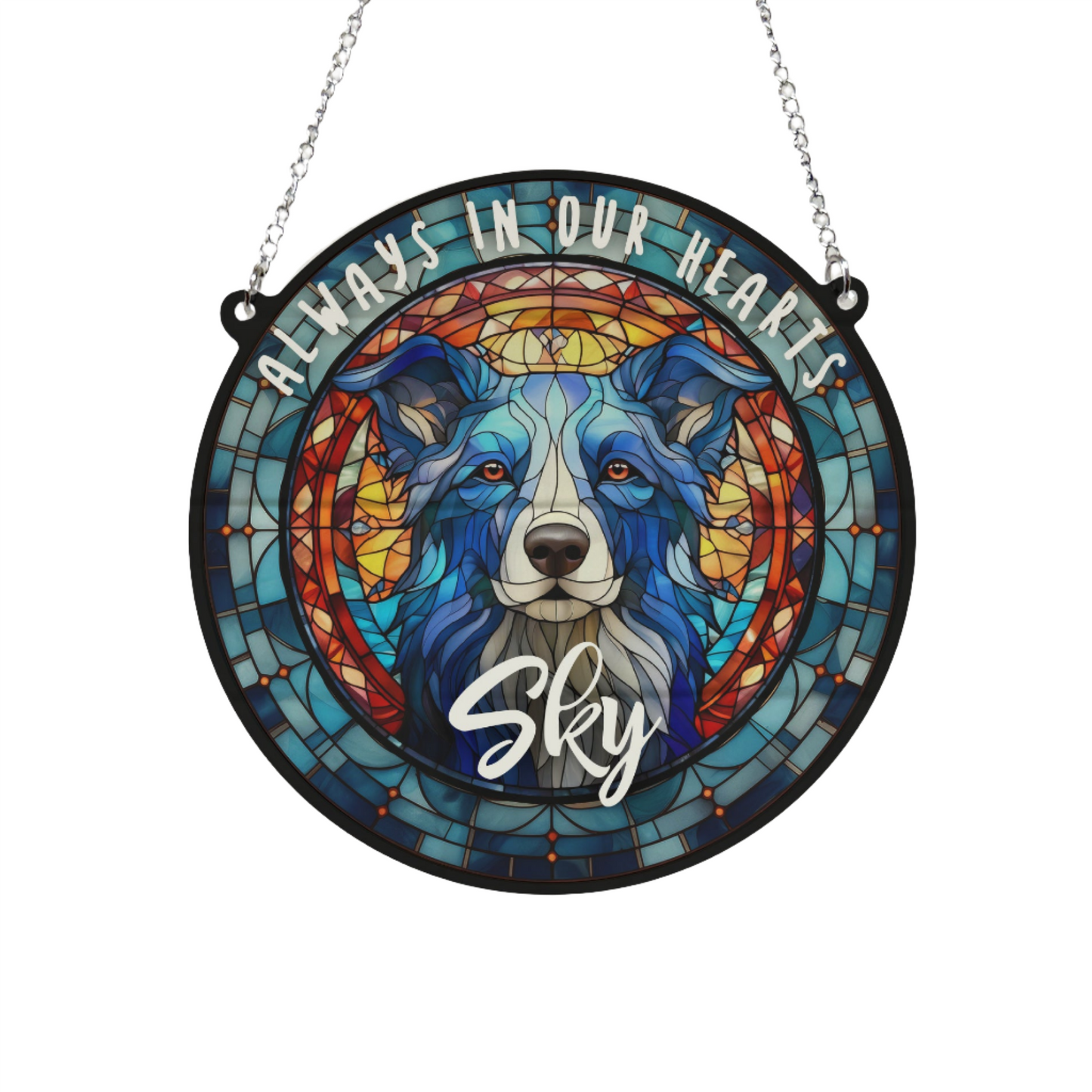 Border Collie Memorial Stained Glass Effect Suncatcher