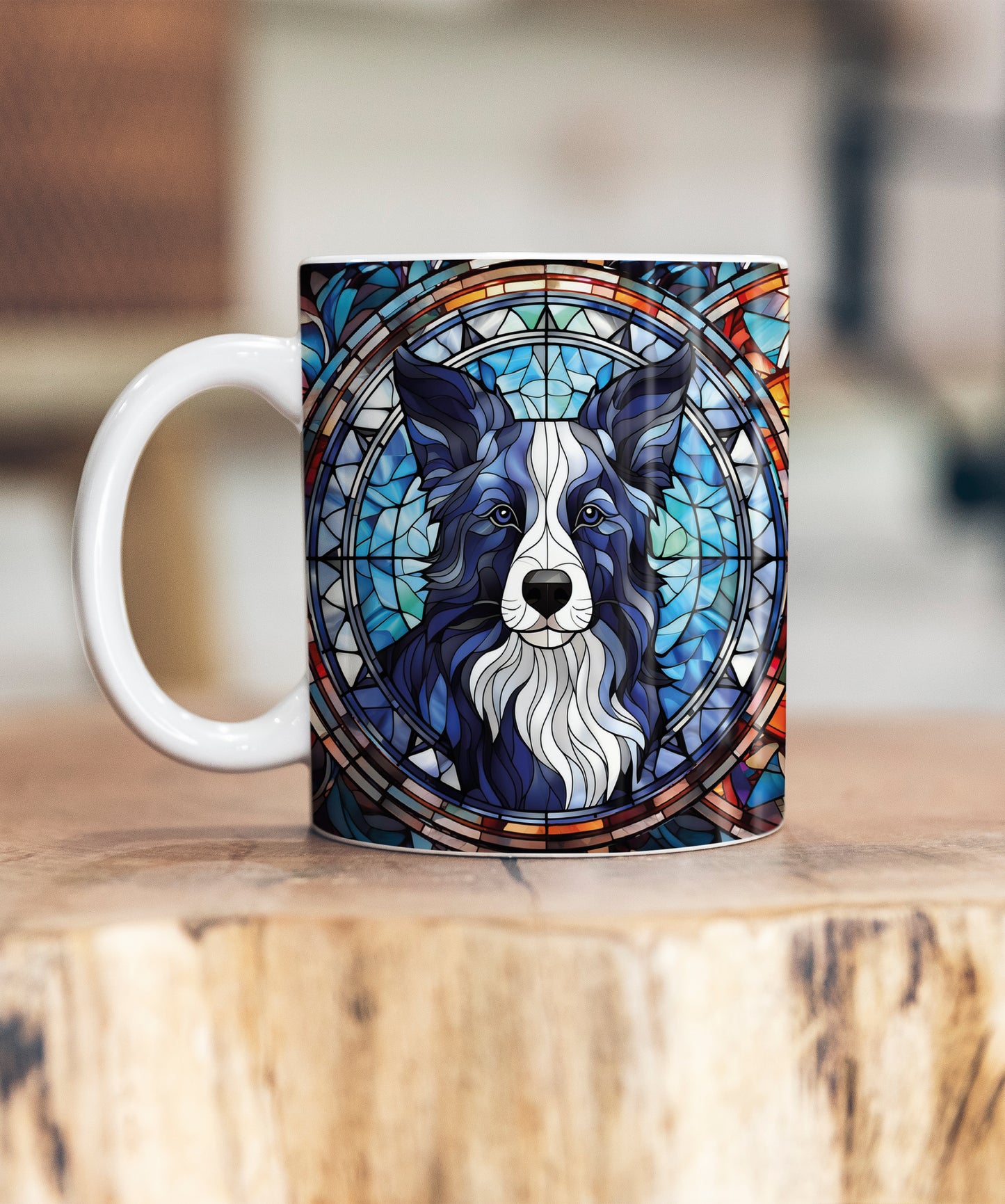 Border Collie Longhaired Suncatcher Artwork Ceramic Mug