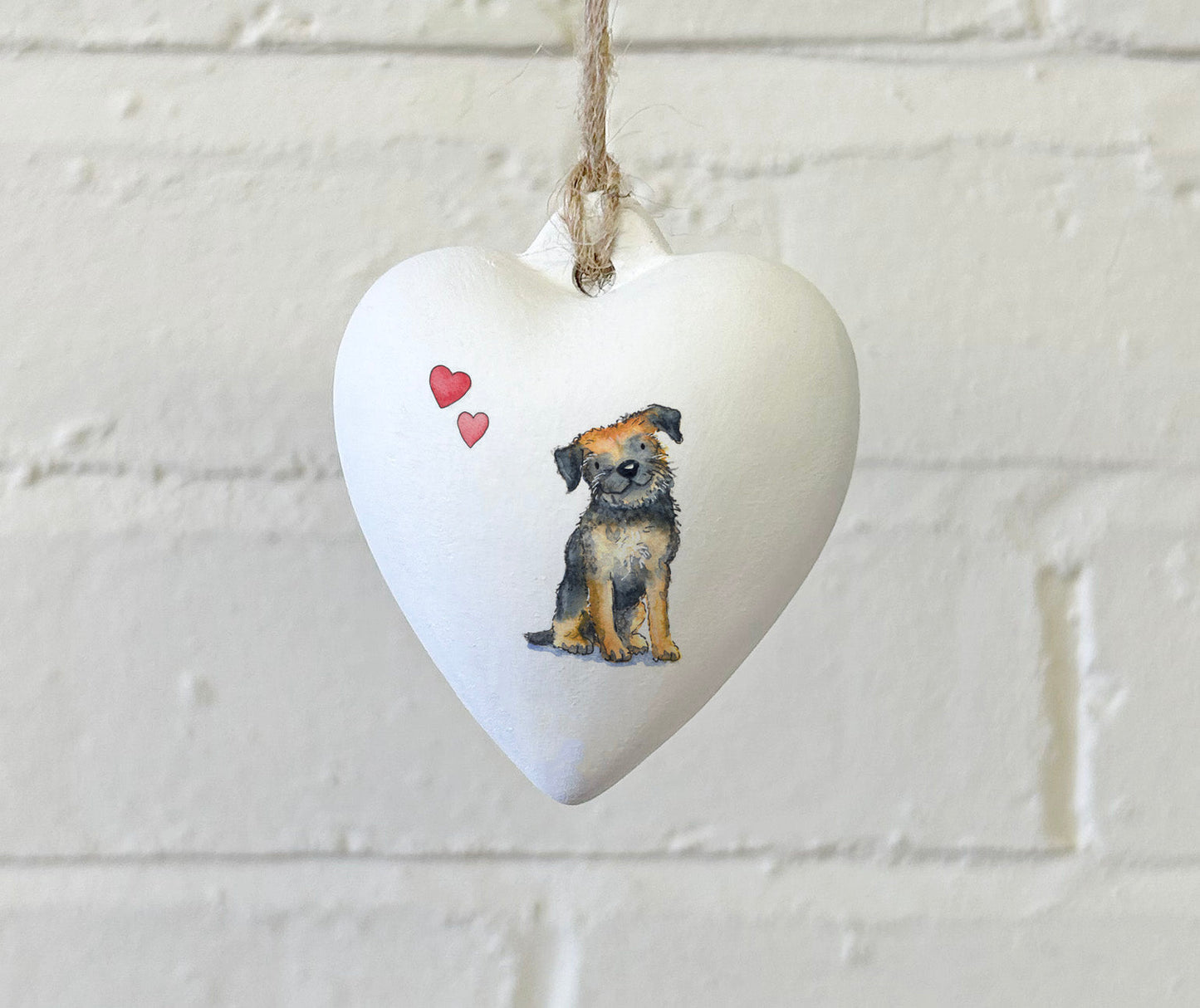 Border Terrier Ceramic Heart Bauble