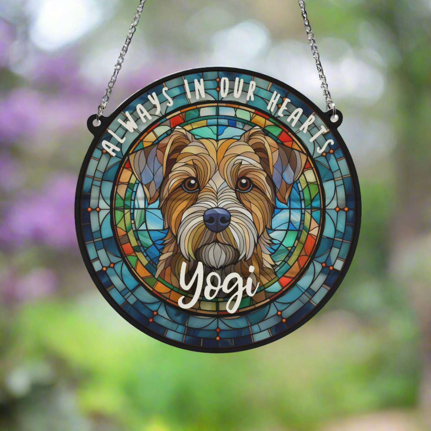 Border Terrier Memorial Stained Glass Effect Suncatcher