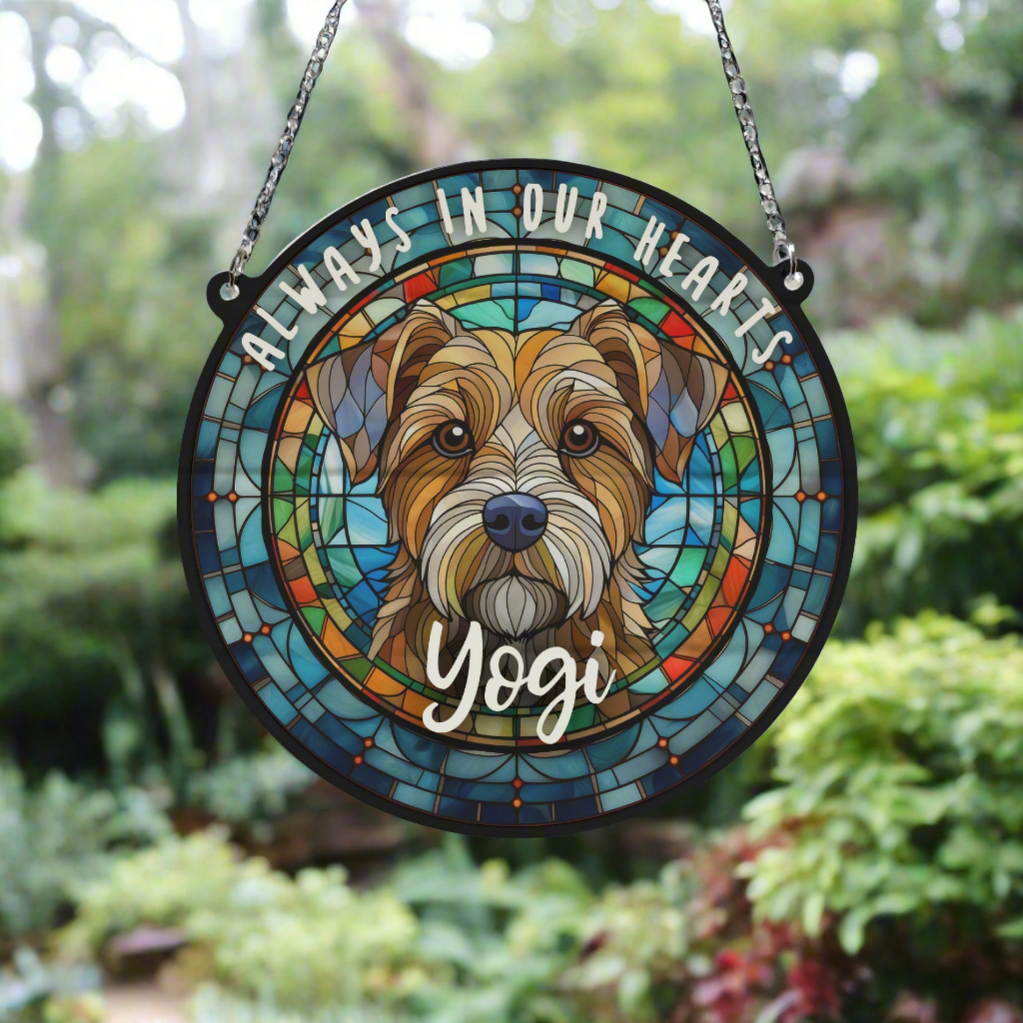 Border Terrier Memorial Stained Glass Effect Suncatcher