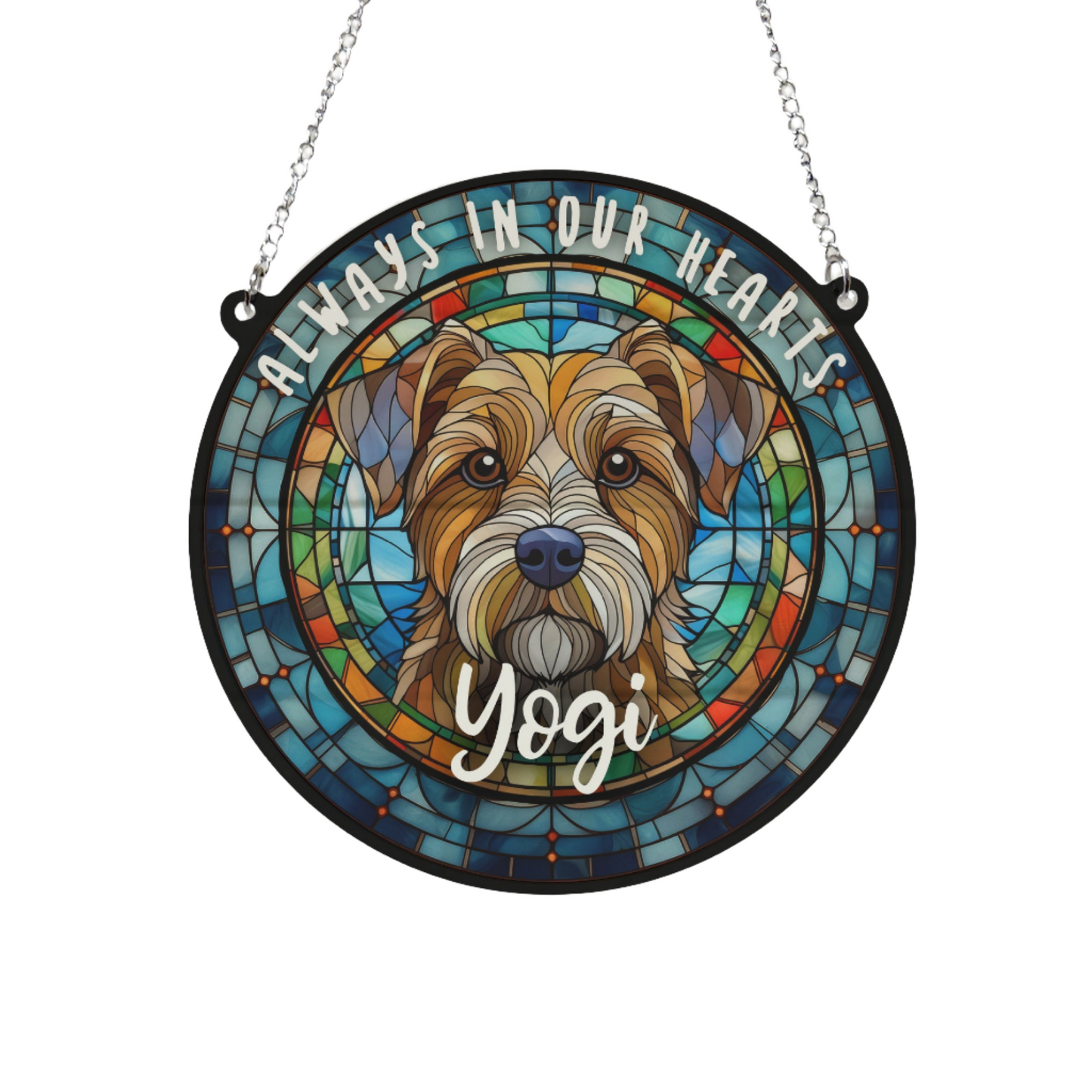 Border Terrier Memorial Stained Glass Effect Suncatcher