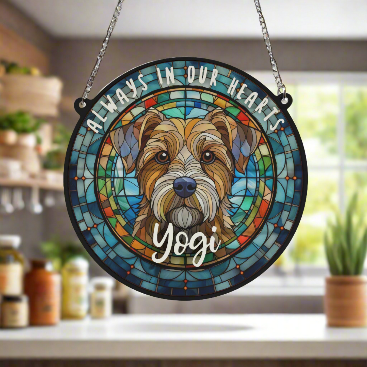 Border Terrier Memorial Stained Glass Effect Suncatcher