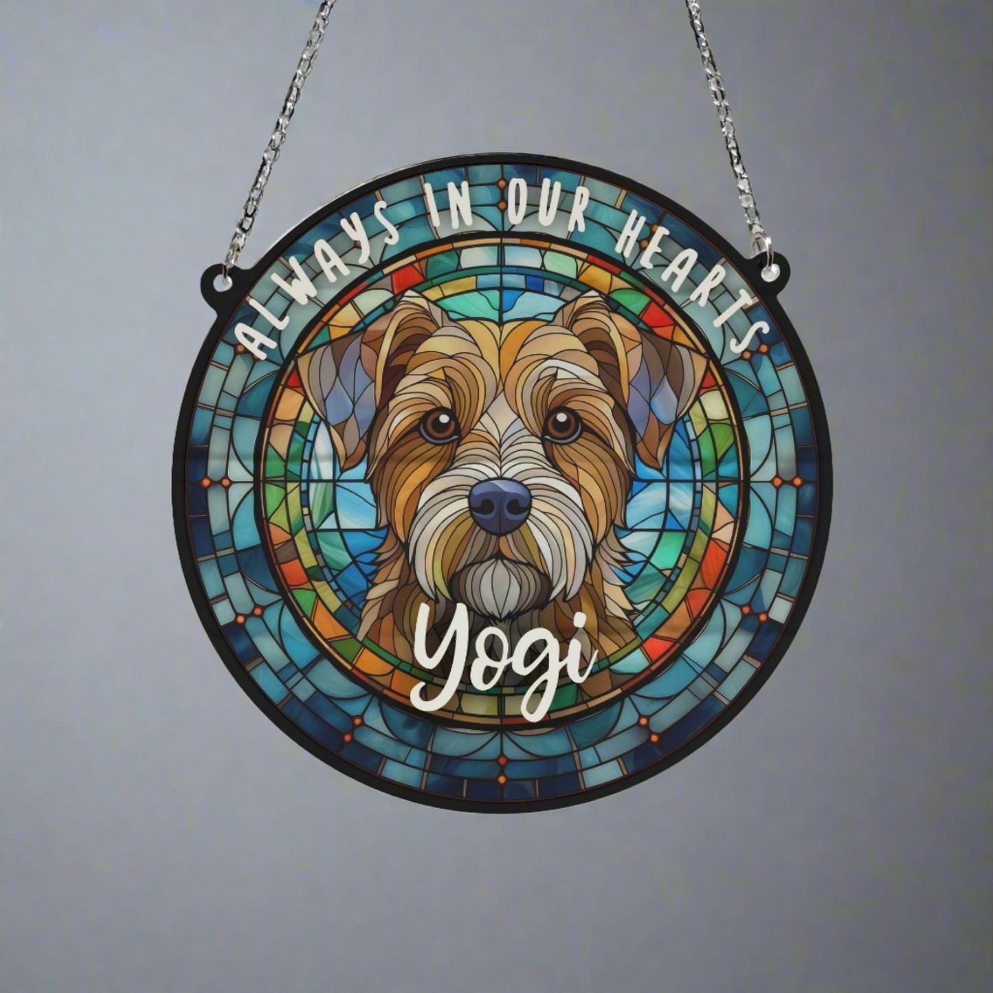 Border Terrier Memorial Stained Glass Effect Suncatcher