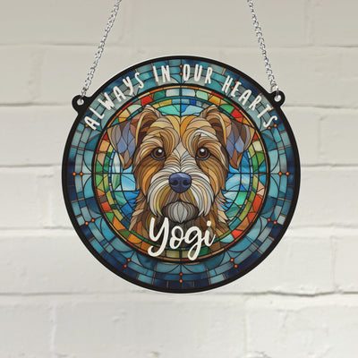 Border Terrier Memorial Stained Glass Effect Suncatcher