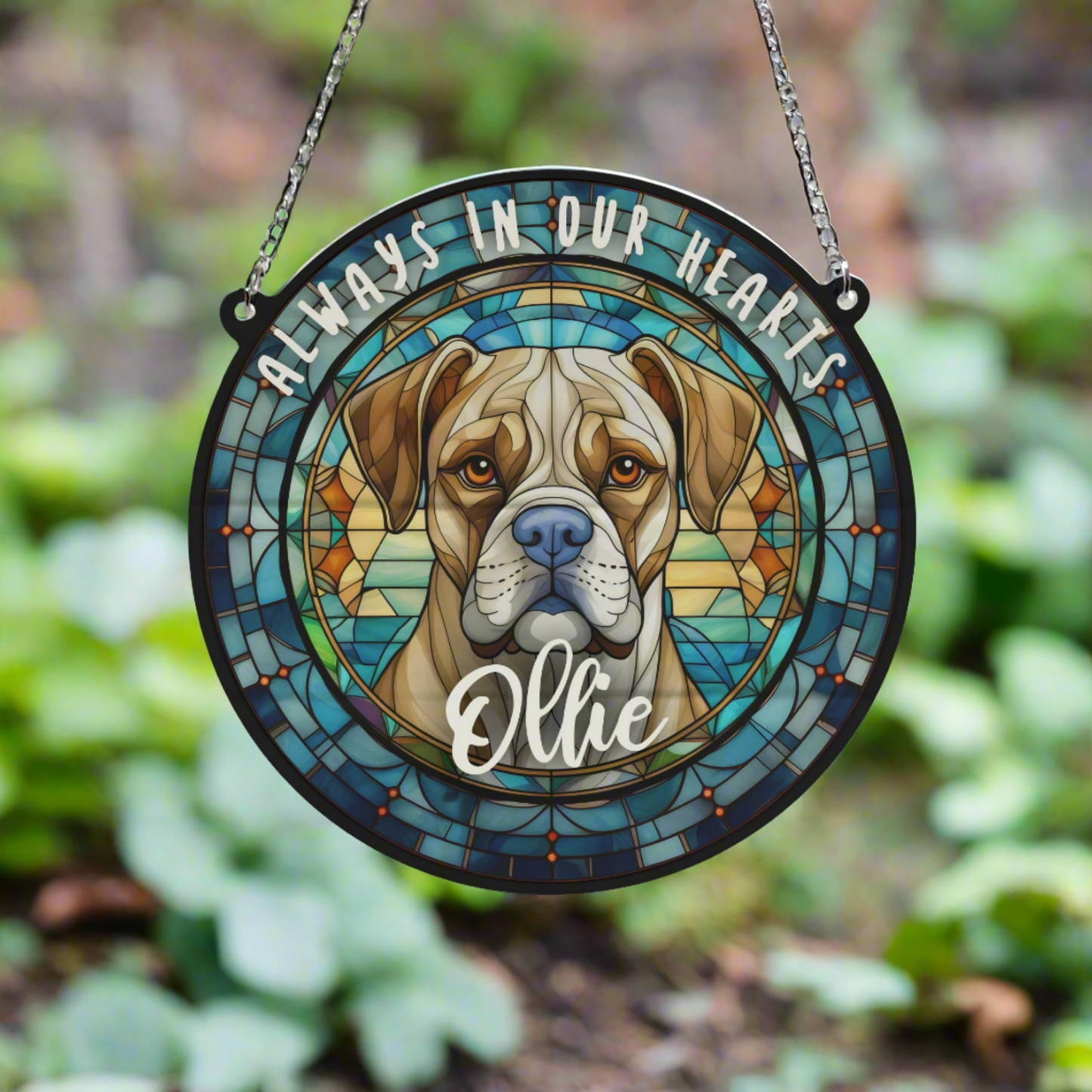 Boxer Memorial Stained Glass Effect Suncatcher