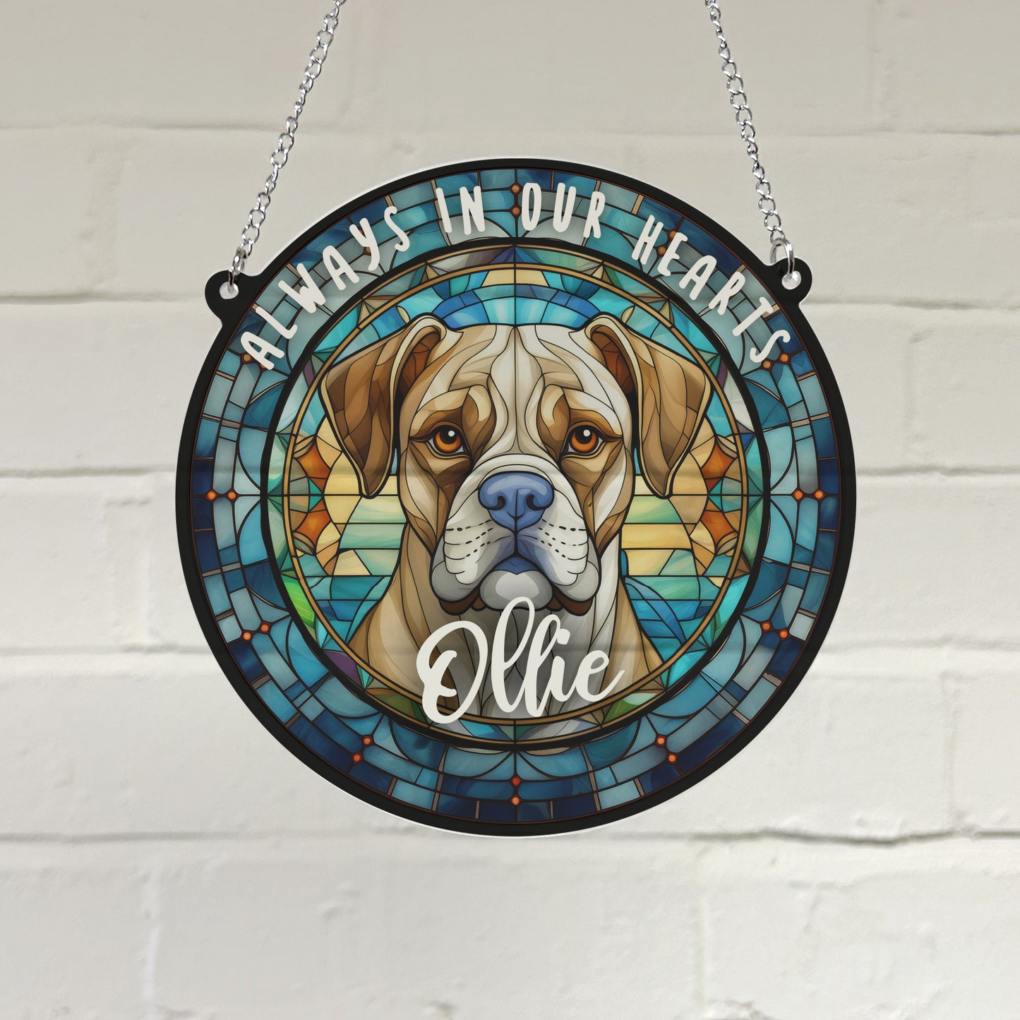 Boxer Memorial Stained Glass Effect Suncatcher