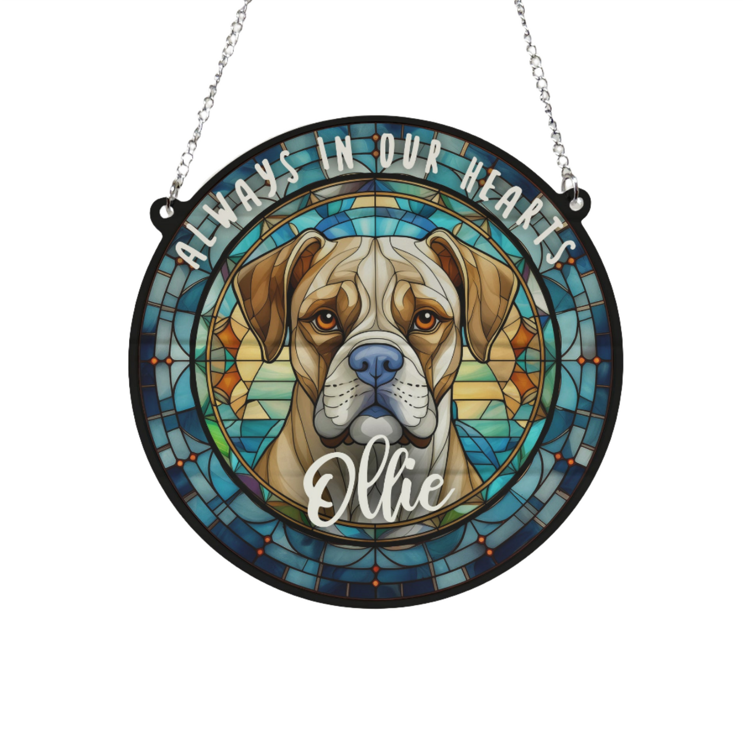 Boxer Memorial Stained Glass Effect Suncatcher