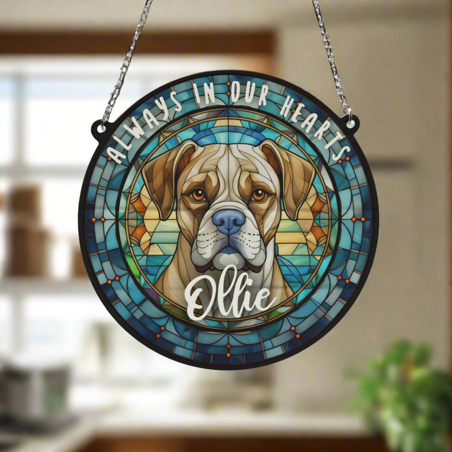 Boxer Memorial Stained Glass Effect Suncatcher