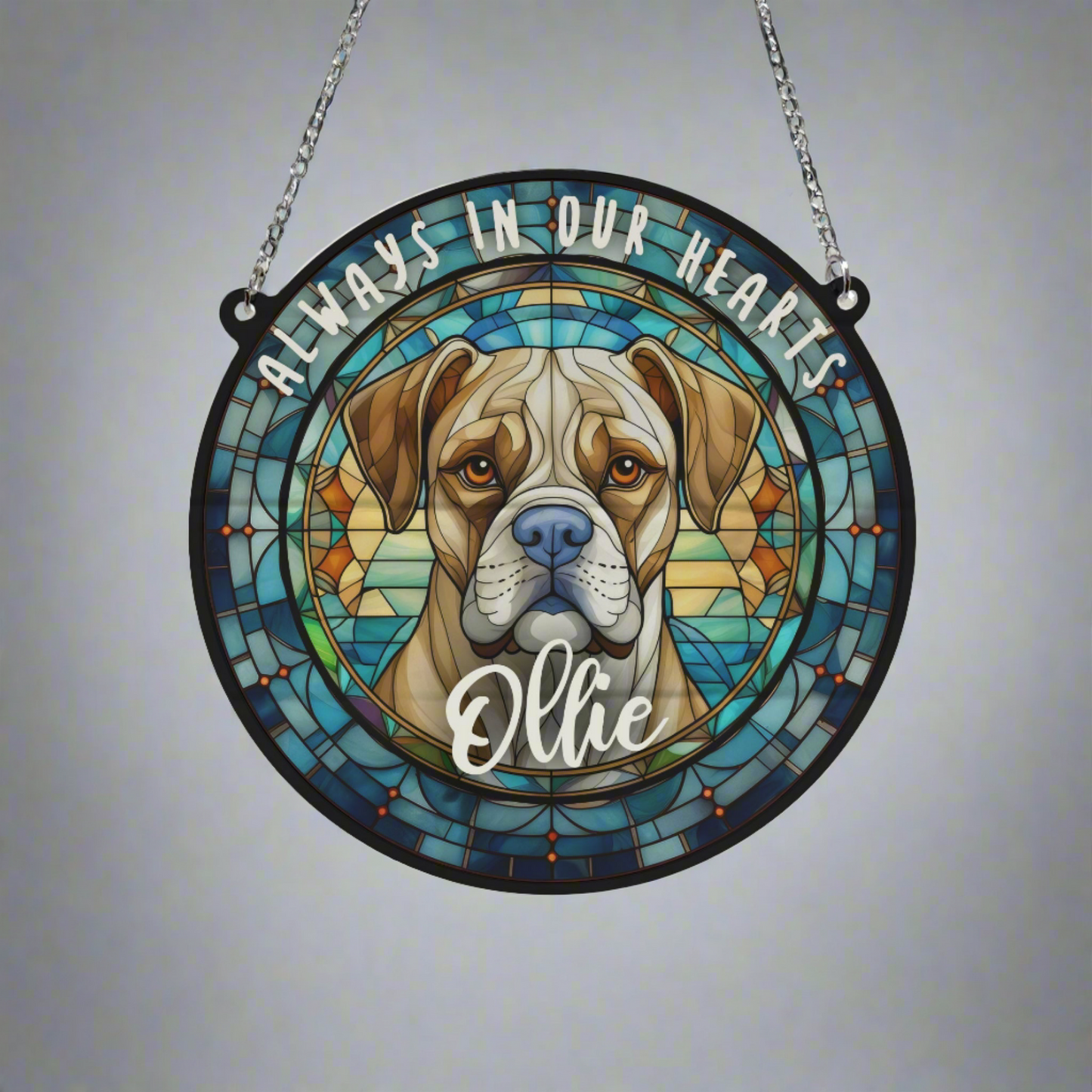 Boxer Memorial Stained Glass Effect Suncatcher