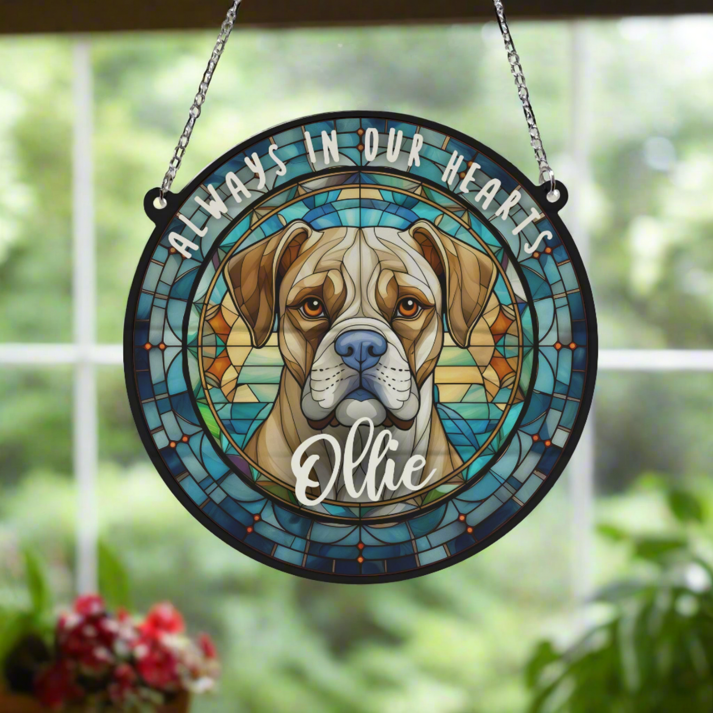 Boxer Memorial Stained Glass Effect Suncatcher