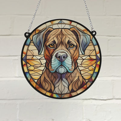 Boxer Brindle Stained Glass Effect Suncatcher